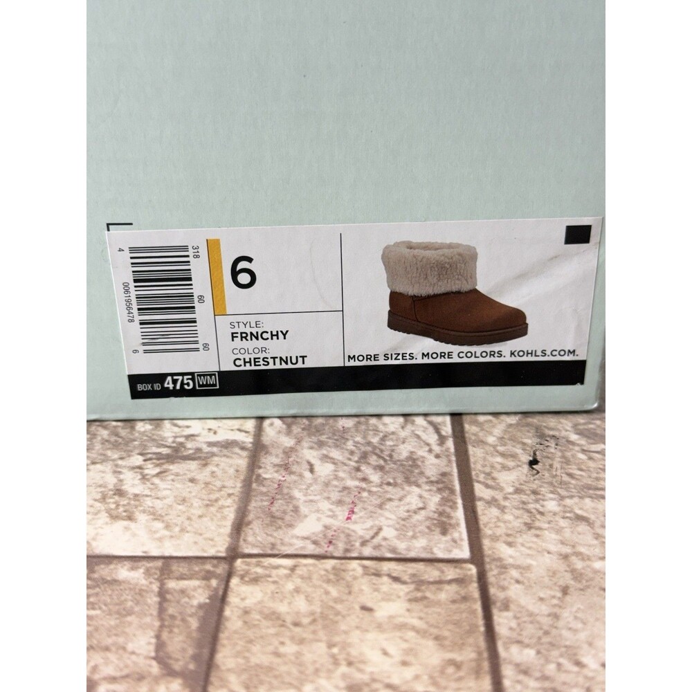 SO Faux Fur Cuff Ankle Boots Size 6 Chestnut color Brand New in Box Never worn - Picture 8 of 9